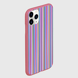 Чехол iPhone 11 Pro матовый Разноцветные яркие полосы, цвет: 3D-малиновый — фото 2