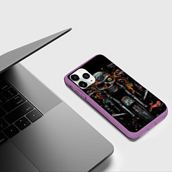 Чехол iPhone 11 Pro матовый Череп из мотоцикла, цвет: 3D-фиолетовый — фото 2