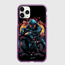 Чехол iPhone 11 Pro матовый Мотоцикл в стиле киберпанк, цвет: 3D-фиолетовый