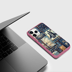 Чехол iPhone 11 Pro матовый Космический корабль - пэчворк, цвет: 3D-малиновый — фото 2