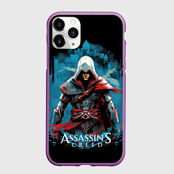 Чехол iPhone 11 Pro матовый Assassins creed холодный фон, цвет: 3D-фиолетовый