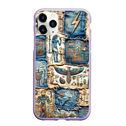 Чехол iPhone 11 Pro матовый Пэчворк из Египетских мотивов, цвет: 3D-светло-сиреневый