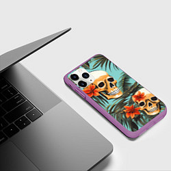 Чехол iPhone 11 Pro матовый Черепа на море, цвет: 3D-фиолетовый — фото 2