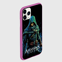 Чехол iPhone 11 Pro матовый Assassins creed персонаж нарисован на черном, цвет: 3D-фиолетовый — фото 2