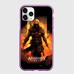 Чехол iPhone 11 Pro матовый Assassins creed пустыня на фоне, цвет: 3D-фиолетовый