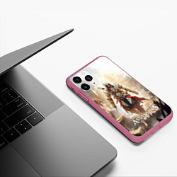 Чехол iPhone 11 Pro матовый Assassins creed старый город, цвет: 3D-малиновый — фото 2