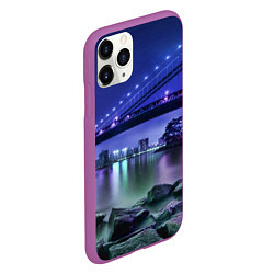 Чехол iPhone 11 Pro матовый Вечерняя Америка - мост, цвет: 3D-фиолетовый — фото 2