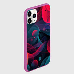Чехол iPhone 11 Pro матовый Синие и розовые лепестки абстракции, цвет: 3D-фиолетовый — фото 2