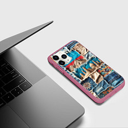 Чехол iPhone 11 Pro матовый Пэчворк джинсы в Азербайджане, цвет: 3D-малиновый — фото 2