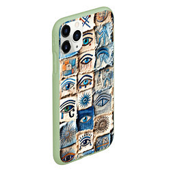 Чехол iPhone 11 Pro матовый Глаза на пэчворк дениме, цвет: 3D-салатовый — фото 2