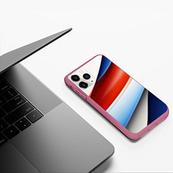 Чехол iPhone 11 Pro матовый Абстрактный минимализм плавные волнистые линии, цвет: 3D-малиновый — фото 2