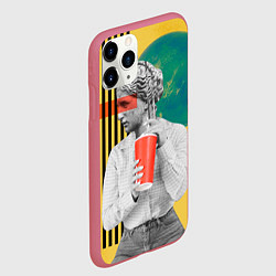 Чехол iPhone 11 Pro матовый Абстракция ретро стиль, цвет: 3D-малиновый — фото 2
