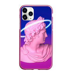 Чехол iPhone 11 Pro матовый Vaporwave neon, цвет: 3D-малиновый