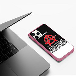 Чехол iPhone 11 Pro матовый Анархия - Punks not dead, цвет: 3D-малиновый — фото 2