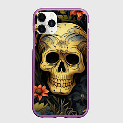 Чехол iPhone 11 Pro матовый Осенние черепа, цвет: 3D-фиолетовый