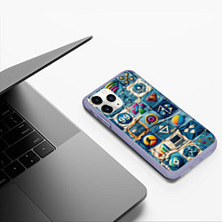 Чехол iPhone 11 Pro матовый Пэчворк деним из девяностых, цвет: 3D-светло-сиреневый — фото 2