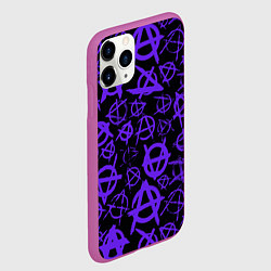 Чехол iPhone 11 Pro матовый Узор анархия фиолетовый, цвет: 3D-фиолетовый — фото 2