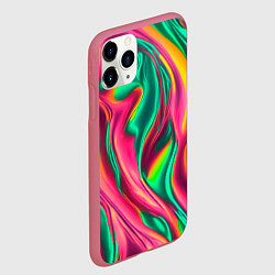 Чехол iPhone 11 Pro матовый Неоновый голографик, цвет: 3D-малиновый — фото 2