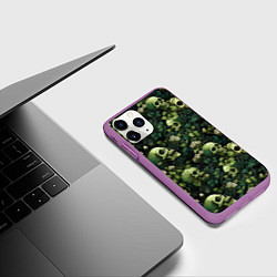 Чехол iPhone 11 Pro матовый Поле черепов с цветами, цвет: 3D-фиолетовый — фото 2