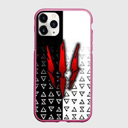 Чехол iPhone 11 Pro матовый Ведьмак - красные следы от когтей, цвет: 3D-малиновый
