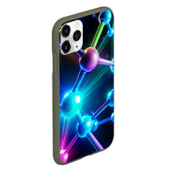 Чехол iPhone 11 Pro матовый Молекулярная структура - неоновая, цвет: 3D-темно-зеленый — фото 2