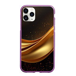 Чехол iPhone 11 Pro матовый Золотая стильная абстракция на черном фоне, цвет: 3D-фиолетовый