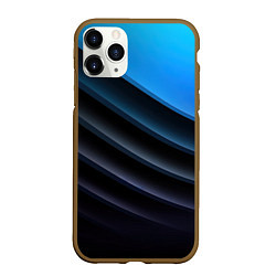 Чехол iPhone 11 Pro матовый Геометрическая синяя абстракция на черном фоне мин, цвет: 3D-коричневый