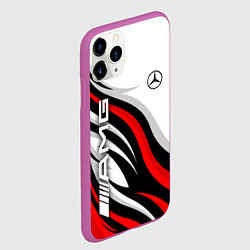 Чехол iPhone 11 Pro матовый Mercedes benz AMG - белый с красным, цвет: 3D-фиолетовый — фото 2