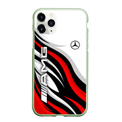 Чехол iPhone 11 Pro матовый Mercedes benz AMG - белый с красным