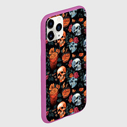 Чехол iPhone 11 Pro матовый Весёлые черепа в кустах, цвет: 3D-фиолетовый — фото 2