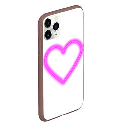 Чехол iPhone 11 Pro матовый Неоновое сиреневое сердце, цвет: 3D-коричневый — фото 2