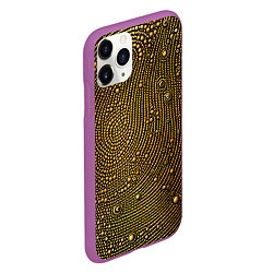 Чехол iPhone 11 Pro матовый Золотые камушки, цвет: 3D-фиолетовый — фото 2
