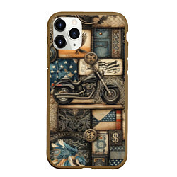 Чехол iPhone 11 Pro матовый Patchwork with a motorcycle - ai art