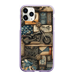 Чехол iPhone 11 Pro матовый Patchwork with a motorcycle - ai art