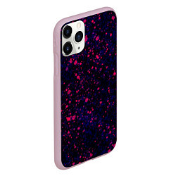 Чехол iPhone 11 Pro матовый Абстракция чёрно-синий с розовыми кляксами, цвет: 3D-розовый — фото 2