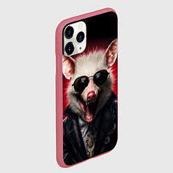 Чехол iPhone 11 Pro матовый Крутой опоссум, цвет: 3D-малиновый — фото 2