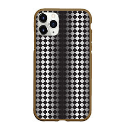 Чехол iPhone 11 Pro матовый Паттерн черных и белых квадратов, цвет: 3D-коричневый