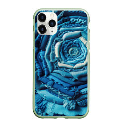 Чехол iPhone 11 Pro матовый Джинсовая роза - нейросеть, цвет: 3D-салатовый