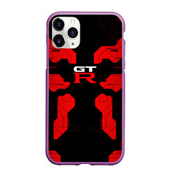 Чехол iPhone 11 Pro матовый Nissan GTR - Cyber red, цвет: 3D-фиолетовый