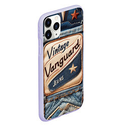 Чехол iPhone 11 Pro матовый Vintage vanguard jeans - patchwork, цвет: 3D-светло-сиреневый — фото 2