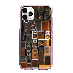 Чехол iPhone 11 Pro матовый Винтажные колонки, цвет: 3D-розовый
