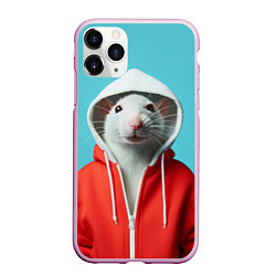 Чехол iPhone 11 Pro матовый Крыс в балахоне, цвет: 3D-розовый