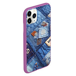 Чехол iPhone 11 Pro матовый Vanguard jeans patchwork - ai art, цвет: 3D-фиолетовый — фото 2