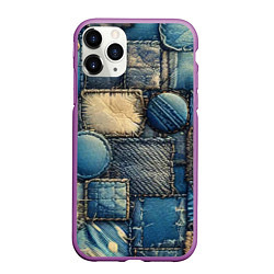 Чехол iPhone 11 Pro матовый Denim patchwork - ai art