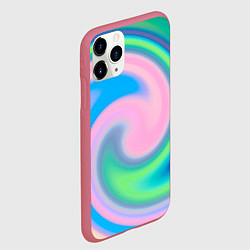 Чехол iPhone 11 Pro матовый Абстрактный разноцветный круговорот, цвет: 3D-малиновый — фото 2