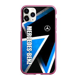 Чехол iPhone 11 Pro матовый Mercedes - blue metal