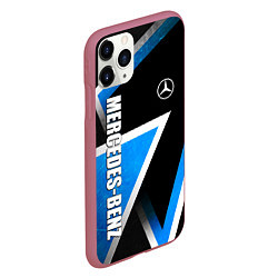 Чехол iPhone 11 Pro матовый Mercedes - blue metal, цвет: 3D-малиновый — фото 2