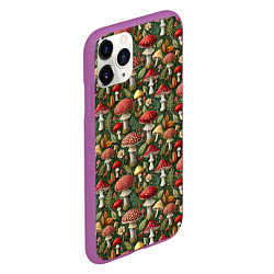 Чехол iPhone 11 Pro матовый Гриб красный мухомор, цвет: 3D-фиолетовый — фото 2