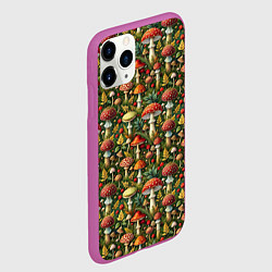Чехол iPhone 11 Pro матовый Дикие грибы лесные мухоморы, цвет: 3D-фиолетовый — фото 2
