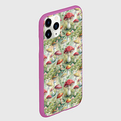 Чехол iPhone 11 Pro матовый Дикие грибы лесные мухоморы, цвет: 3D-фиолетовый — фото 2